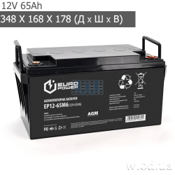 Аккумуляторная батарея EUROPOWER AGM EP12-65M6 12V 65Ah (12 В 65 А·ч)