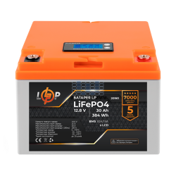 Аккумулятор LogicPower LP LiFePO4 LCD 12V (12,8V) - 30 Ah (384Wh) (BMS 30A/15А) пластик