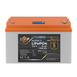 Аккумулятор LogicPower LP LiFePO4 LCD 51,2V - 30 Ah (1536Wh) (BMS 80A/40А) пластик