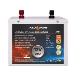 Аккумулятор LogicPower LP LiFePO4 12V (12,8V) - 90 Ah (1152Wh) (BMS 80A/40A) металл