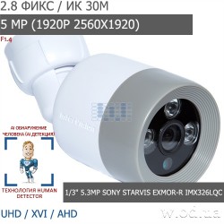 Видеокамера ULTRA HD уличная interVision AiSONIC-WX528PRO (2.8 мм, 5 MP)