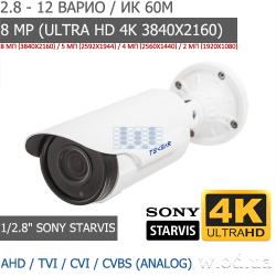 Видеокамера AHD уличная Tecsar AHDW-60V8ML (Ultra HD 4K 3840х2160)