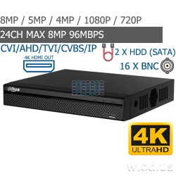 1U Penta-brid 4K (8 Мп) видеорегистратор Dahua DHI-XVR5216AN-4KL 16 канальный