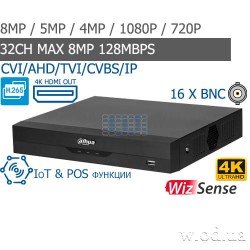 Penta-brid 4K 1 HDD видеорегистратор Dahua DH-XVR5116H-4KL-I3 WizSense c ИИ 16 канальный