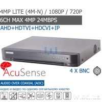 Гібридний Turbo HD 1U AcuSense відеореєстратор Hikvision iDS-7204HQHI-M1/XT з ШІ 4 канальний