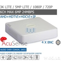 Гібридний Turbo HD AcuSense відеореєстратор Hikvision iDS-7104HQHI-M1/S(E) з ШІ 4 канальний
