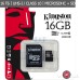 Карта пам'яті Kingston MicroSDHC/MicroSDXC 16 GB Class 10 UHS-I + SD адаптер (SDC10G2/16GB)