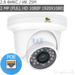 Купольная IP камера Partizan 2.0MP IPD-2SP-IR POE 2.1 (Full HD 1080P)