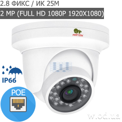 Купольная IP камера Partizan 2.0MP IPD-2SP-IR POE 2.3 (Full HD 1080P)