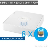 Сетевой видеорегистратор IP Mini 1U NVR Hikvision DS-7108NI-Q1/8P(D) 8 канальный с PoE коммутатором на 8 портов