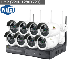Комплект IP-видеонаблюдения Partizan 1.0MP набор для улицы Wi-Fi IP-29 8xCAM + 1xNVR