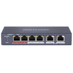 6-портовый неуправляемый PoE коммутатор Hikvision DS-3E0106P-E/M 4 порта PoE