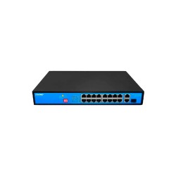 19-портовый неуправляемый коммутатор Ewind EW-S1919CF-AP PoE 300 Вт (16 портов PoE + 2 uplink, 1 SFP 1000 Mbps)