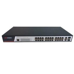 24-портовый управляемый PoE коммутатор Hikvision DS-3E2326P (+2 комбо uplink порта) 380 Вт