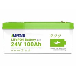 Акумулятор LiFePO4 (літій-залізо-фосфатний) ANENJI ANJ-24V-100AH (24 В 100 А·год, 2.56 кВт, 6000 циклів)